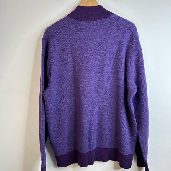 UNTUCKit Sweater Mens XL Purple Merino Wool Mock Neck Henley Pullover Sorensen - Picture 4 of 9
